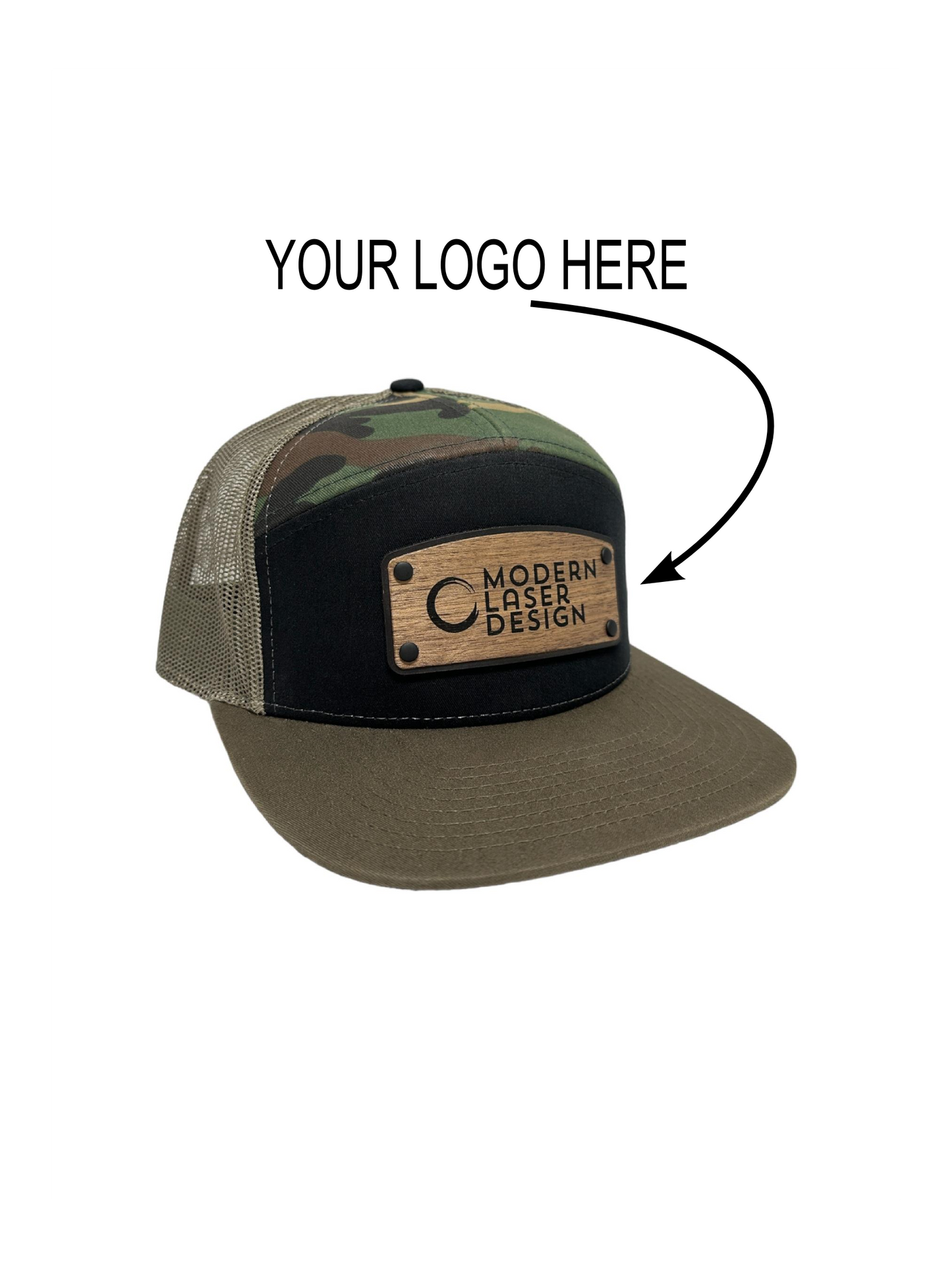 WALNUT 7 PANEL FLAT BILL TRUCKER CAPS