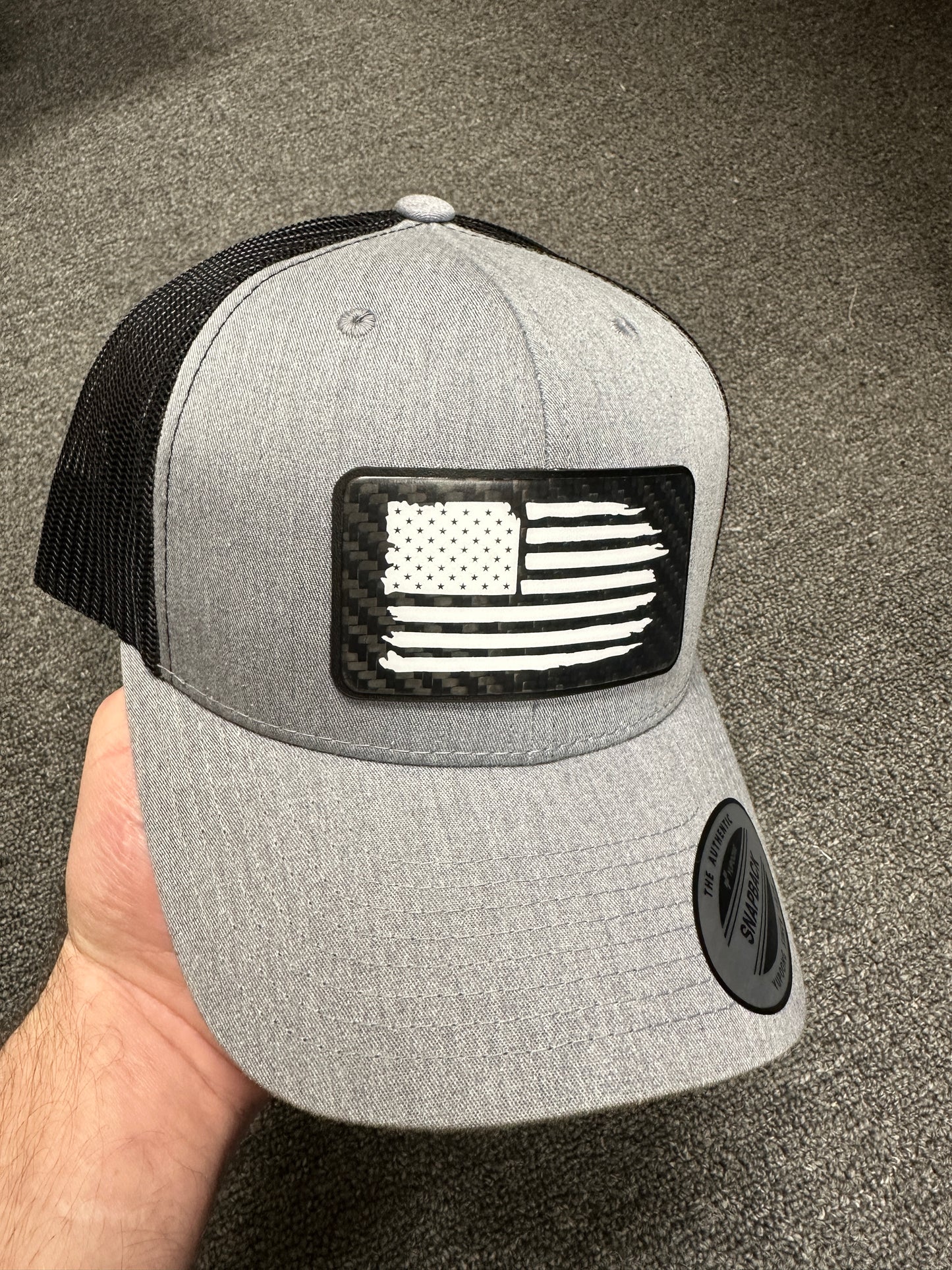 Carbon Fiber American Flag Trucker Hat