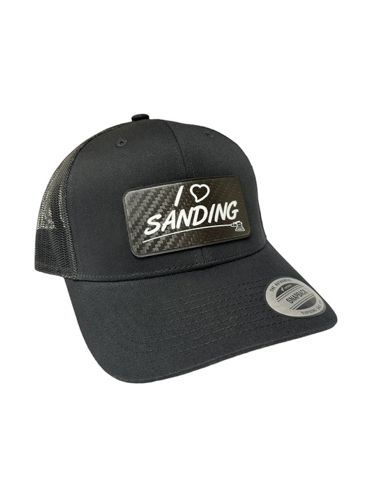 Carbon Fiber I Heart Sanding Trucker Hat