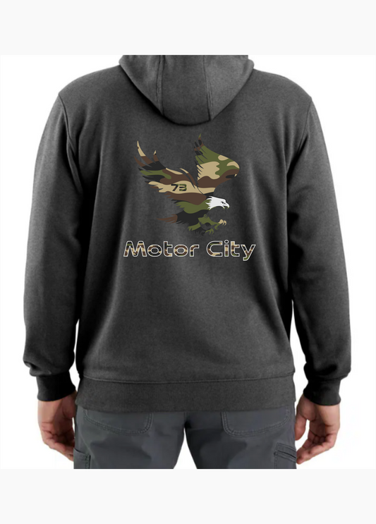 Carhartt Loose Fit Midweight Hoodie K121 with Motor City Eagle V2